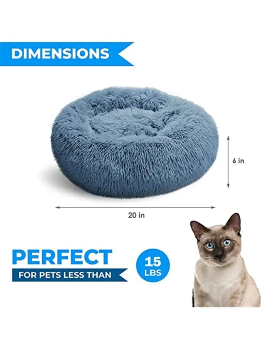 Calming Donut Dog Bed Plush Round Pet Bed Washable Anti Anxiety Cat Puppy Bed